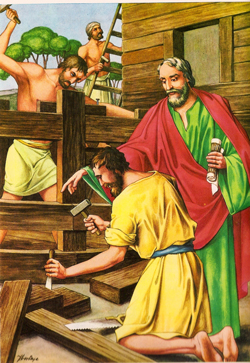 Noé y sus hijos construyen el Arca