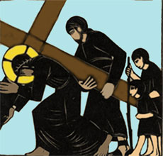 Jesus ayudado por el Cireneo y sus hijos