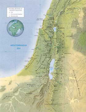 Mapa Palestina y sus alrededores