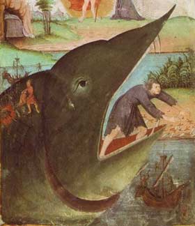 Jonás es escupido por la ballena