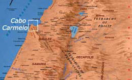 Mapa del Monte Carmelo en Israel