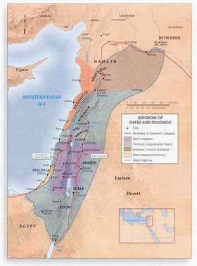 Mapa del Reino de Saúl, David y Salomón