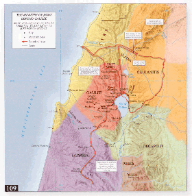 Mapa Galilea, Samaria, Tiro y Sidón