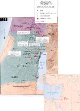 Mapa Jesús en Judea y Jerusalén