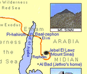 Mapa Monte Sinaí en Arabia