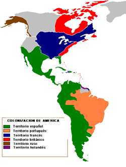 Mapa colonización de América