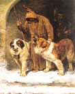 Monjes con perros San Bernardo