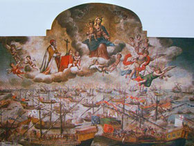 La Virgen sobre la batalla de Lepanto