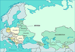Mapa Cortina de Hierro y Rusia