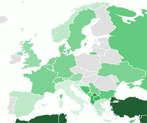 Map del Islam en Europa