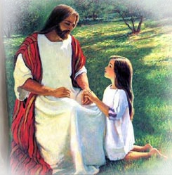 Niña conversa con Jesús